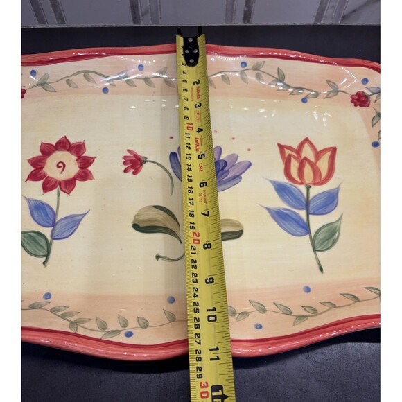 Pfaltzgraff Napoli Rectangular Platter Hand Painted Floral 16x11 Stoneware Dish - Picture 3 of 4